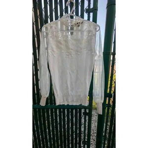Classy white multimedia blouse size M by Adiva